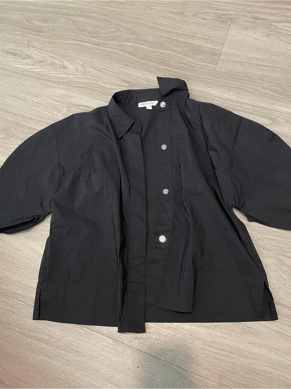 Prologue Black Button-Front Lightweight Top